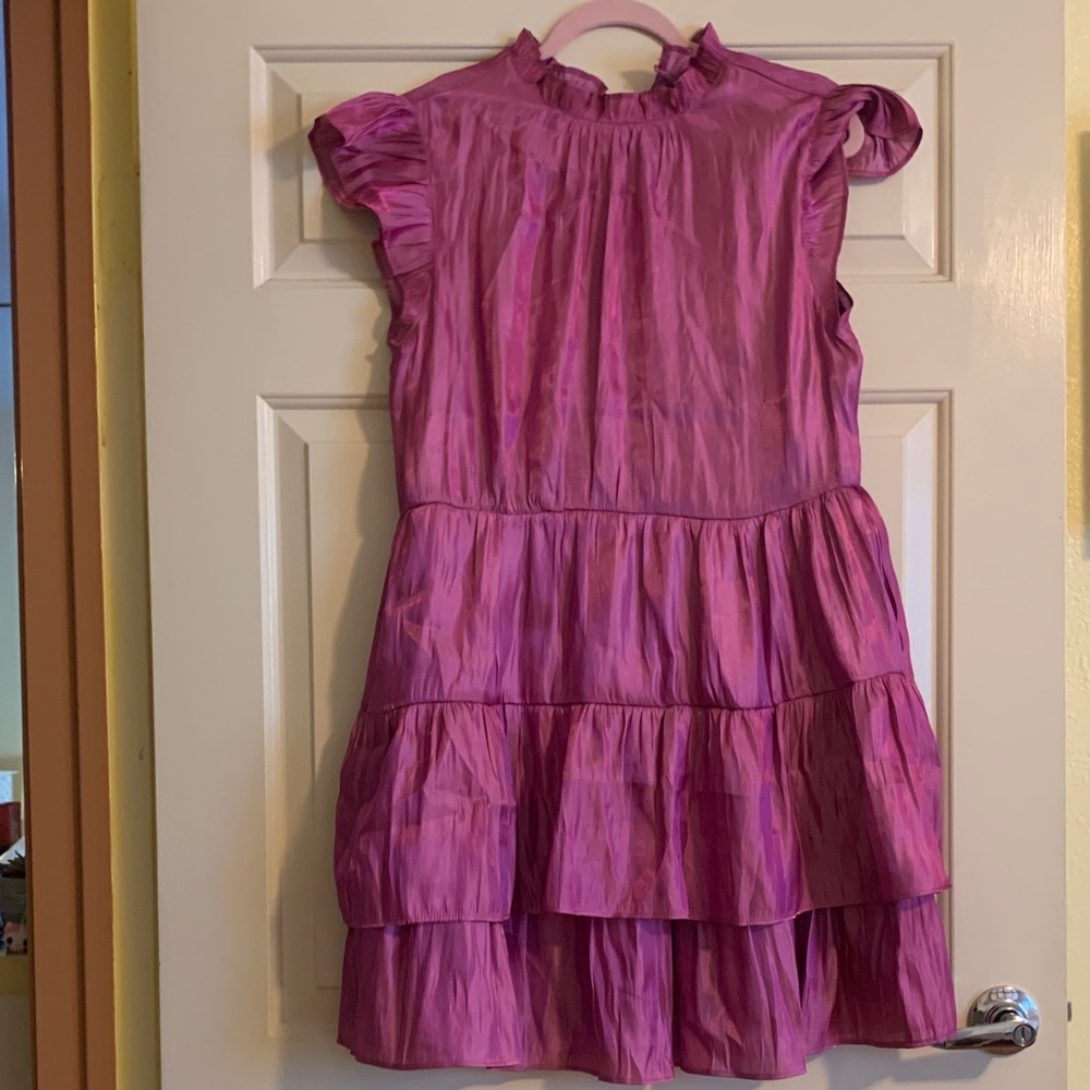 NWT MELLODAY Pink Ruffled Midi Dress